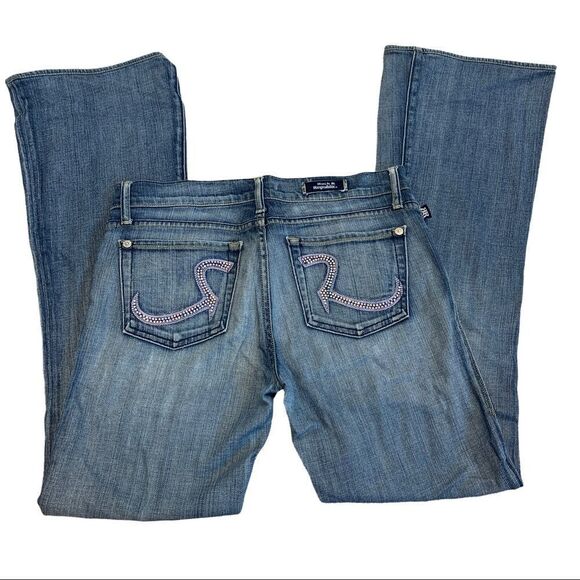 Rock & Republic denim jeans bootcut Crystal rhinestone Sz 28 stampede western - Picture 1 of 12